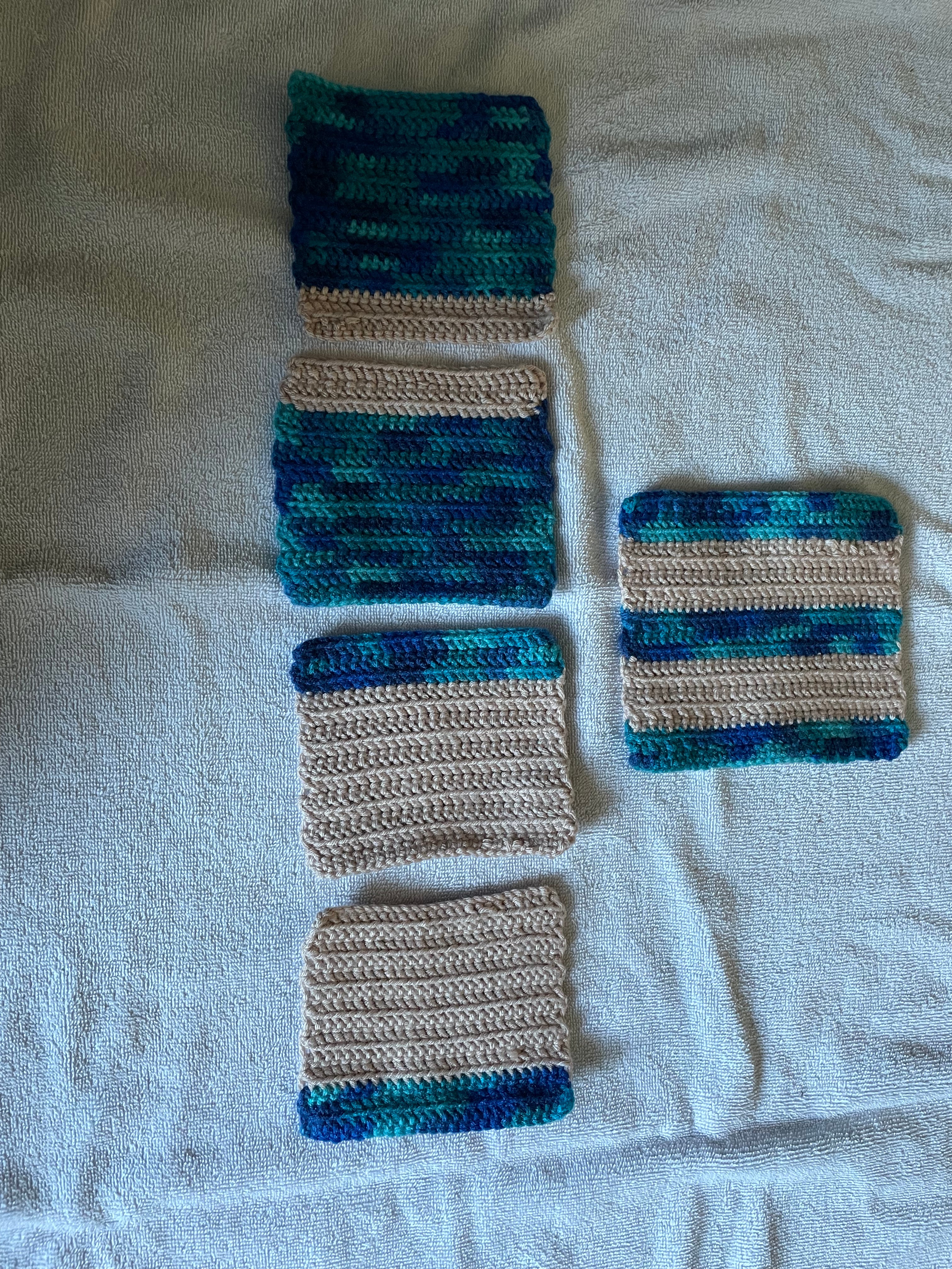 Pink and Blue Pot Holder Set of 5